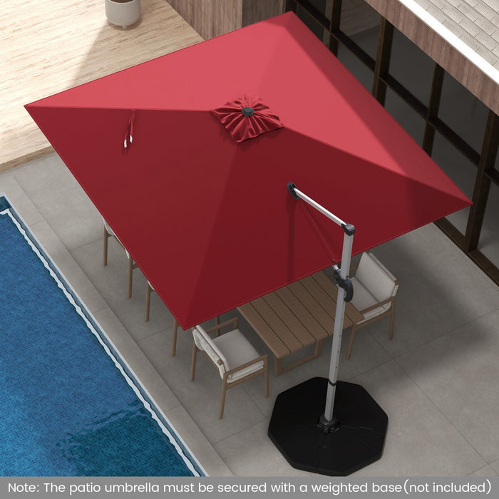 Costway 10 FT Patio Cantilever Umbrella Outdoor Aluminum Hanging Offset Umbrella w/ 360° Rotation Red
