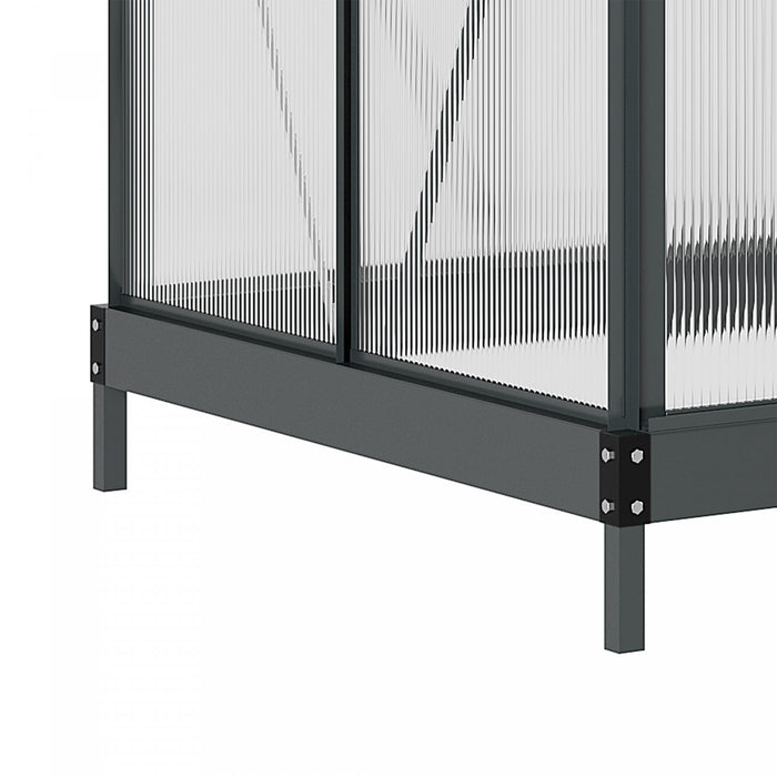 Outsunny 6' X 4' Clear Polycarbonate Greenhouse Walk-in Green House Garden Plants Grow Galvanized Base Aluminum Frame With Rain Gutter, Vent And Sliding Door, Grey
