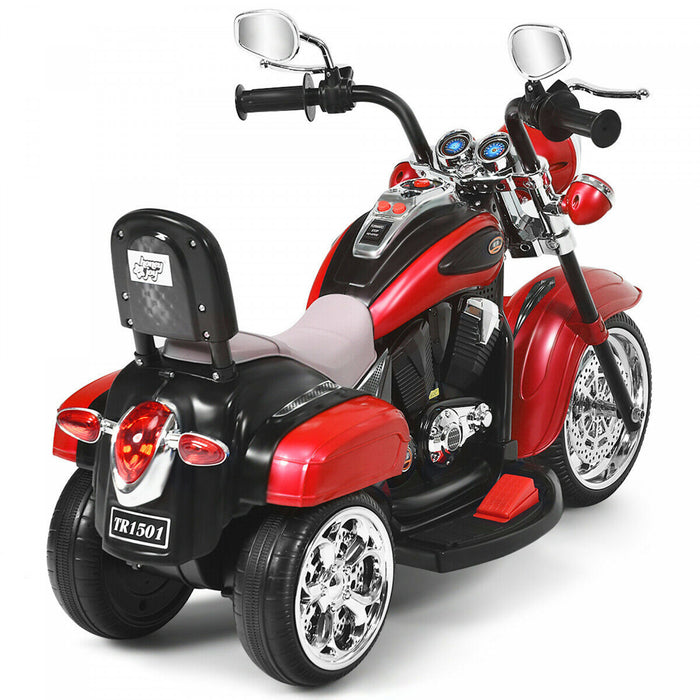 6v Kids Ride On Chopper Motorcycle 3 Wheel Trike With Headlight Red