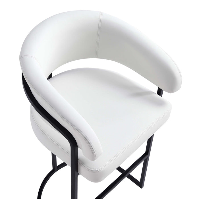 Augusta Modern Metal Upholstered Counter Stool in White - Set of 3