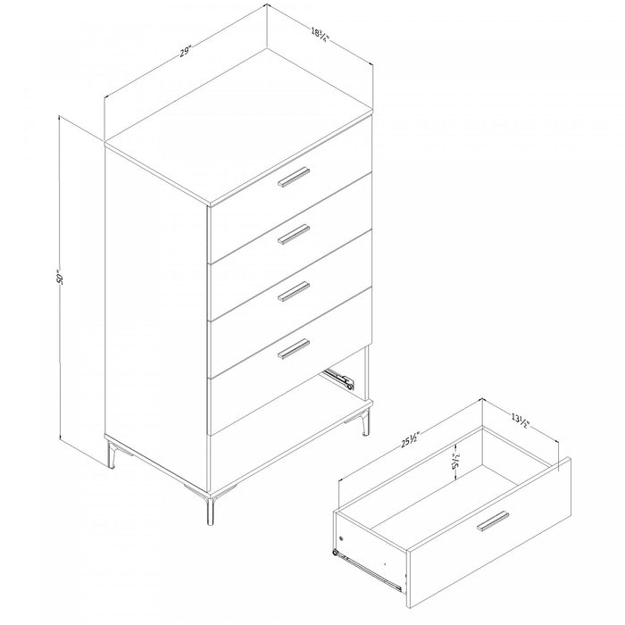 Musano 5-drawer Chest With Metal Legs - Gray Oak 