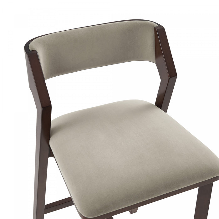 Patricia Modern Wood Upholstered Barstool in Linen - Set of 2
