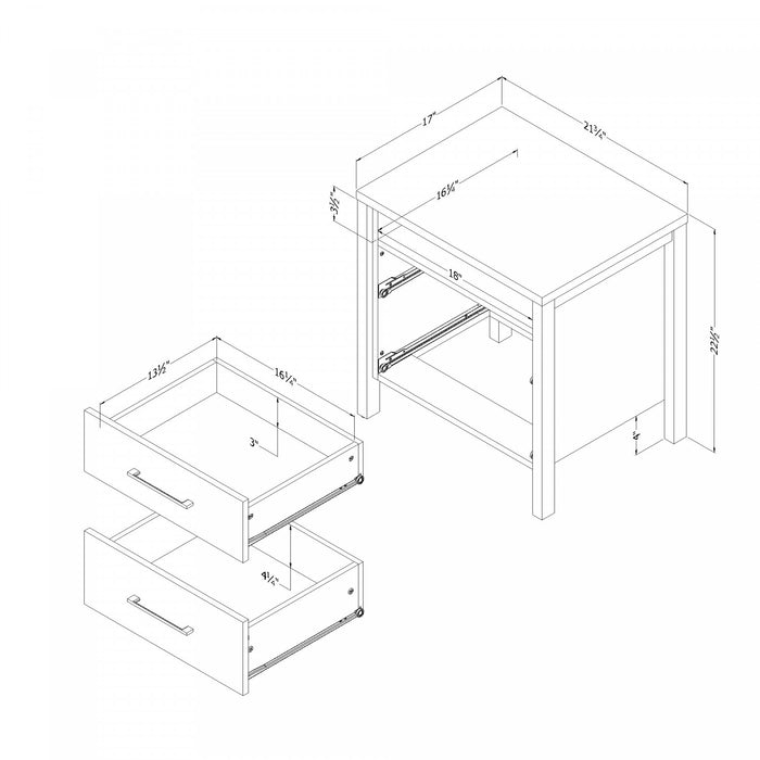 Gravity 2-drawer Nightstand - Rubbed Black 