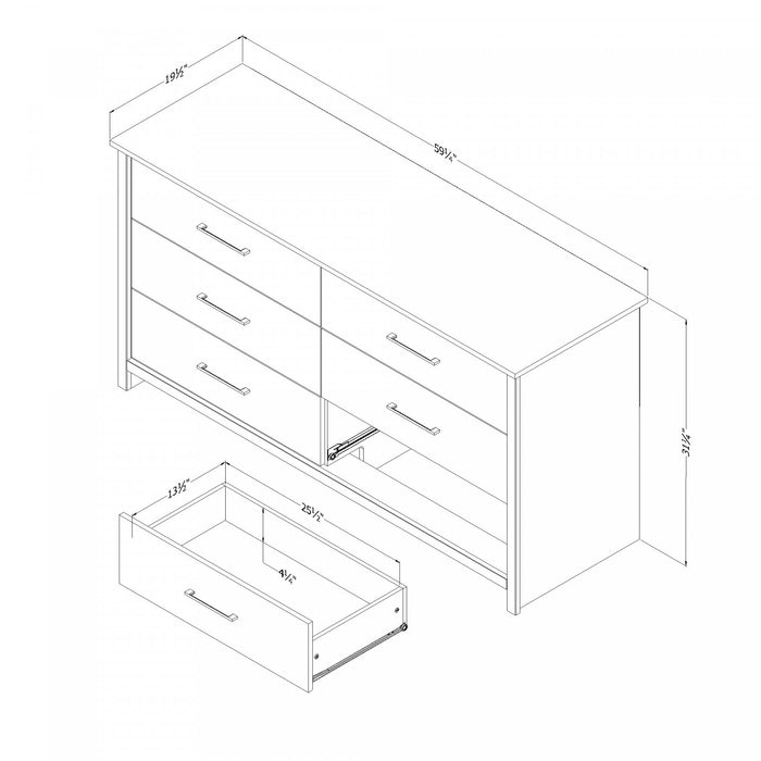 Fernley 6-Drawer Dresser - White Pine