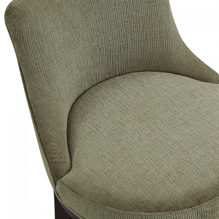 Lucia Modern Chenille Wood Counter Stool in Leaf Green - Set of 3