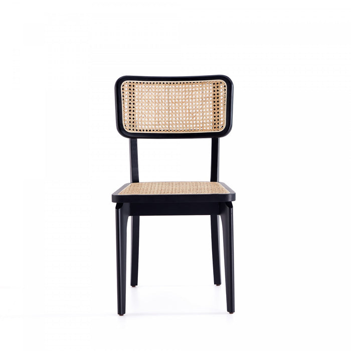 Giverny Industry Chic Wood Dining Chair in Black and Natural - Set of 4
