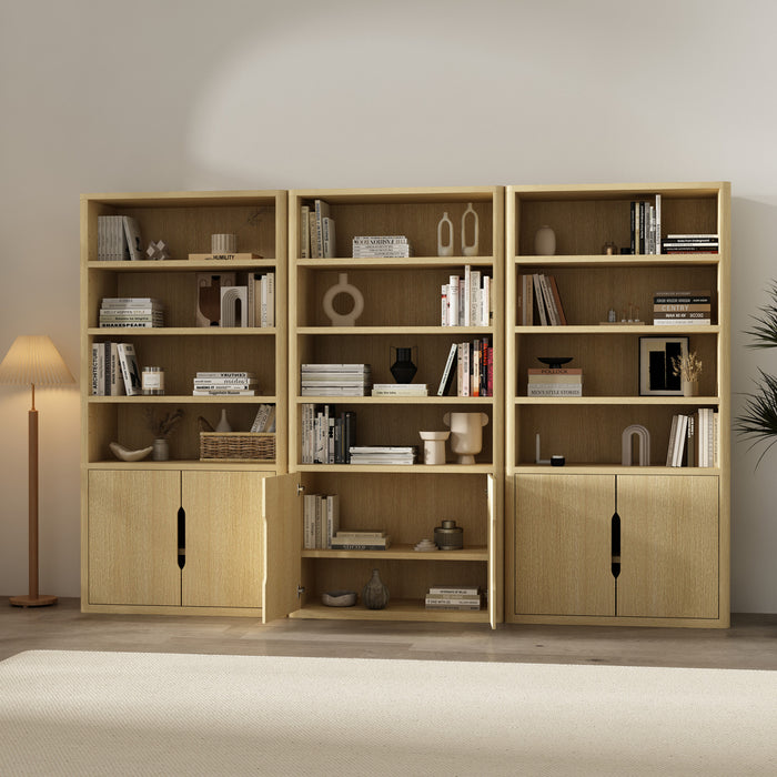 Rivington Modern 40\" Bookcase Cabinet in Natural Oak - Set of 3