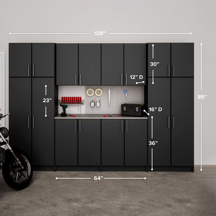 Elite 128-inch 8-piece Garage Storage Cabinet Set G - Black