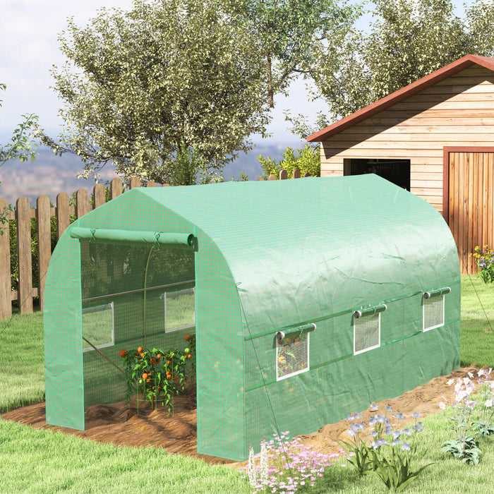 Outsunny 6.6' X 11' X 7' Walk-in Greenhouse Outdoor Plant Tunnel, Green