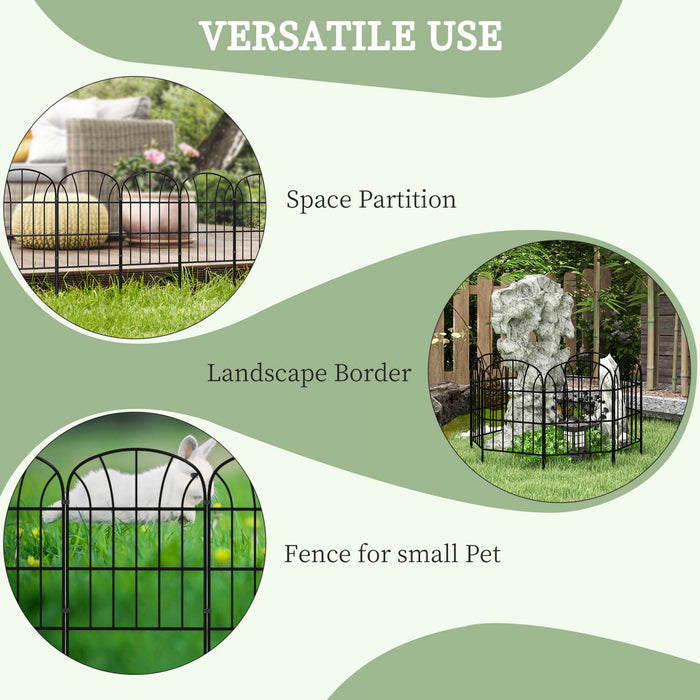 Outsunny 8.7' Garden Fence Metal Border Flower Edging Fencing, Pack of 8