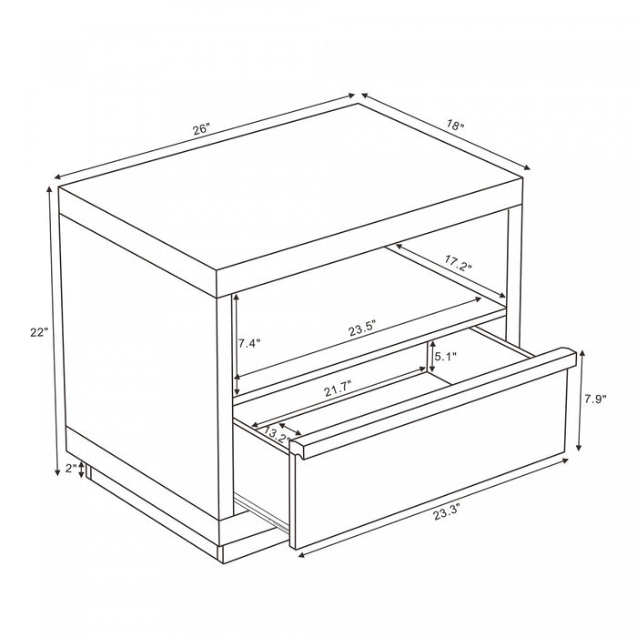 Navis Contemporary 26\" Nightstand in Charcoal Gray (1-Drawer)
