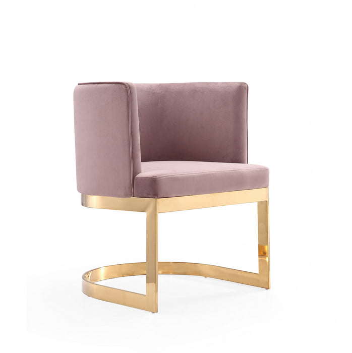 Aura Modern Velvet Metal Dining Chair in Blush - Set of 2