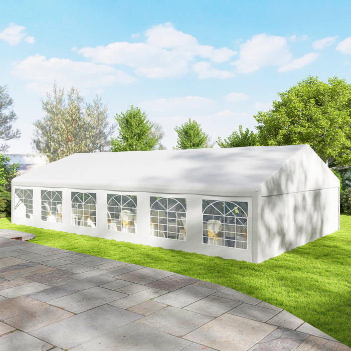 Outsunny 23' x 39' Heavy Duty Large Wedding Tent with Sidewalls, White