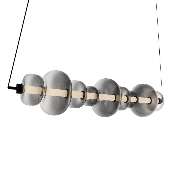 Astra Integrated Led Island Light, Black With Smoke Ombre Glassware