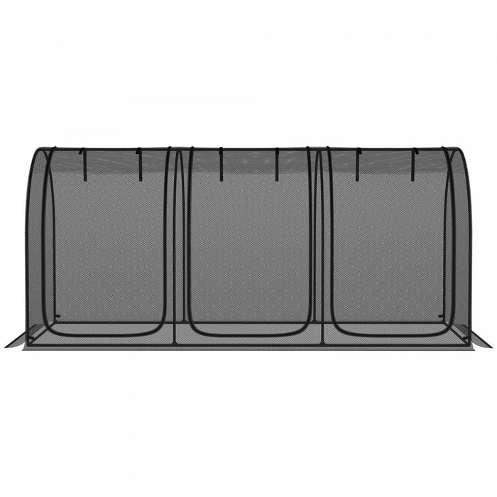 Outsunny 9 X 4ft Crop Cage With 3 Zippered Doors And Ground Stakes Black