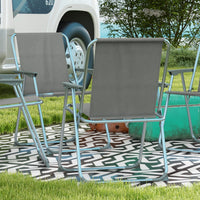 Outsunny Folding Patio Camping Chairs Set W/ Armrest, Sports Chairs, Grey