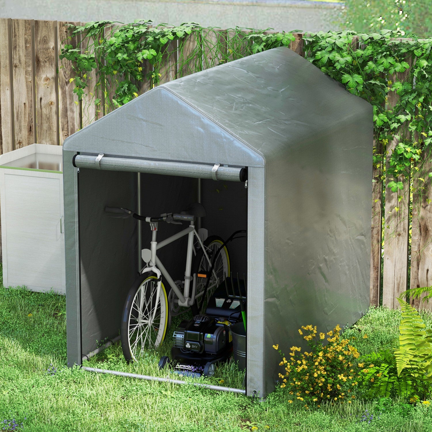 Outsunny 4 X 6ft Outdoor Storage Shed Tent For Motorcycle