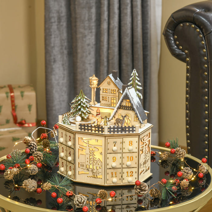 Homcom Christmas Advent Calendar With Countdown Drawers For Kids And Adults