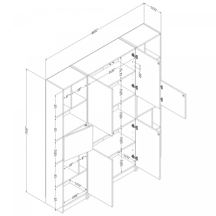 Liora Set Of Bookcase And 2 Narrow 5-shelf Bookcases - Black Oak 