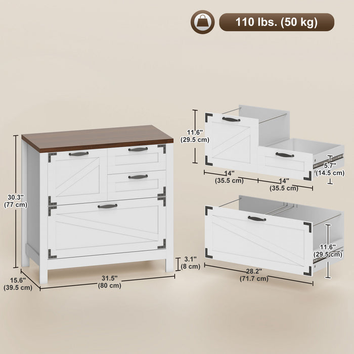 HOMCOM 4 Drawer File Cabinet Filing Cabinet for Letter/A4/Legal Files White