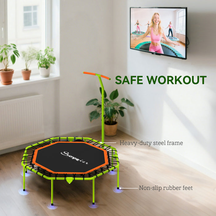 Soozier 50\" Foldable Mini Trampoline, Fitness Trampoline Bungee Rebounder with Adjustable Handle Bar, Stable & Quiet for Adults Indoor and Outdoor Workout