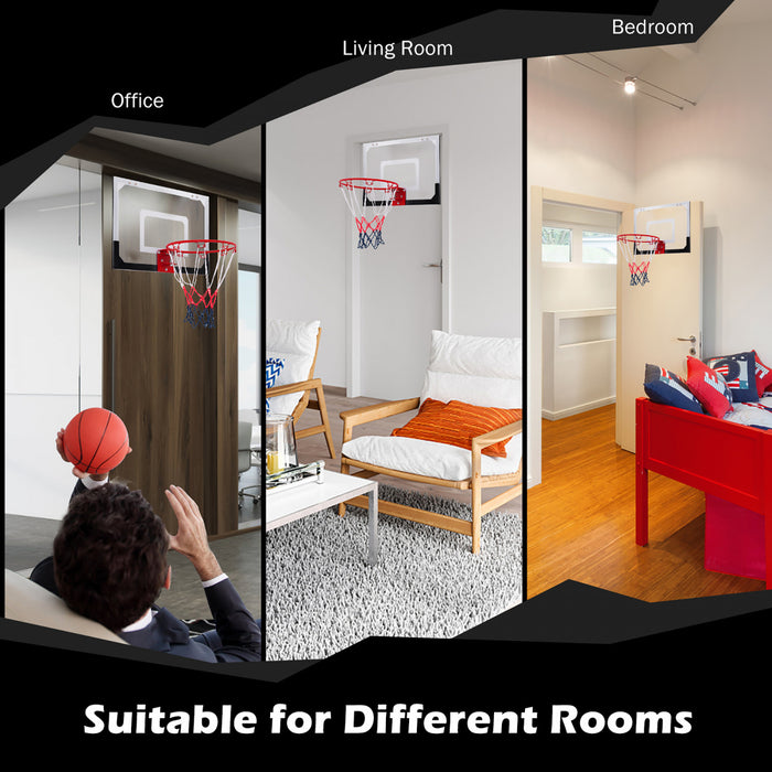 Costway Over-the-door Mini Basketball Hoop Includes Basketball & Hand Pump 2 Nets Indoor Sports