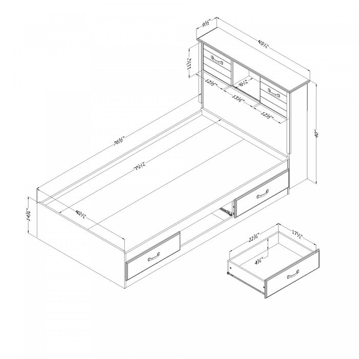 Ulysses Storage Bed And Bookcase Headboard Set Fall Oak - South Shore