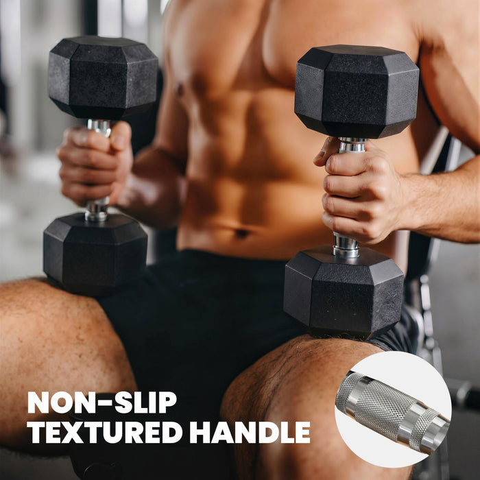 Soozier 120lbs Hex Dumbbell Weight Set with Vertical Rack for Home Gym