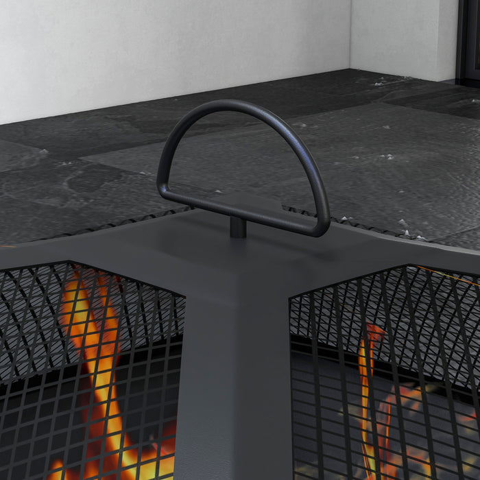 Outsunny Fire Pit Coffee Table, Wood-burning Firepit With Ceramic Tile Top