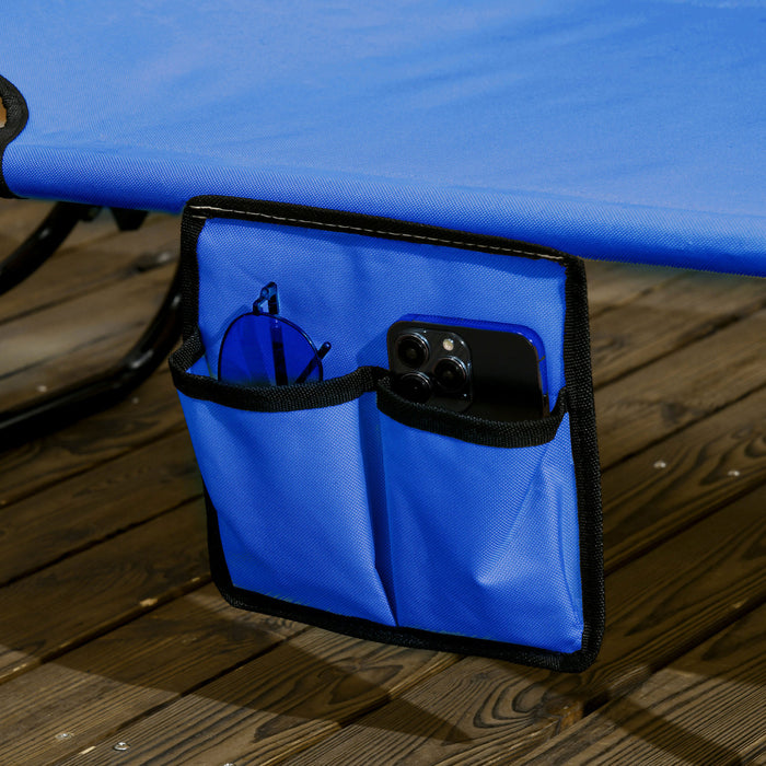 Outsunny 2 Piece Folding Chaise Lounges With Adjustable Backrest, Blue