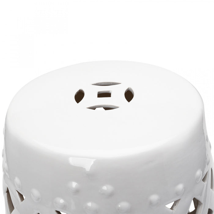 Outsunny 13\" X 18\" Outdoor Ceramic Garden Stool, White