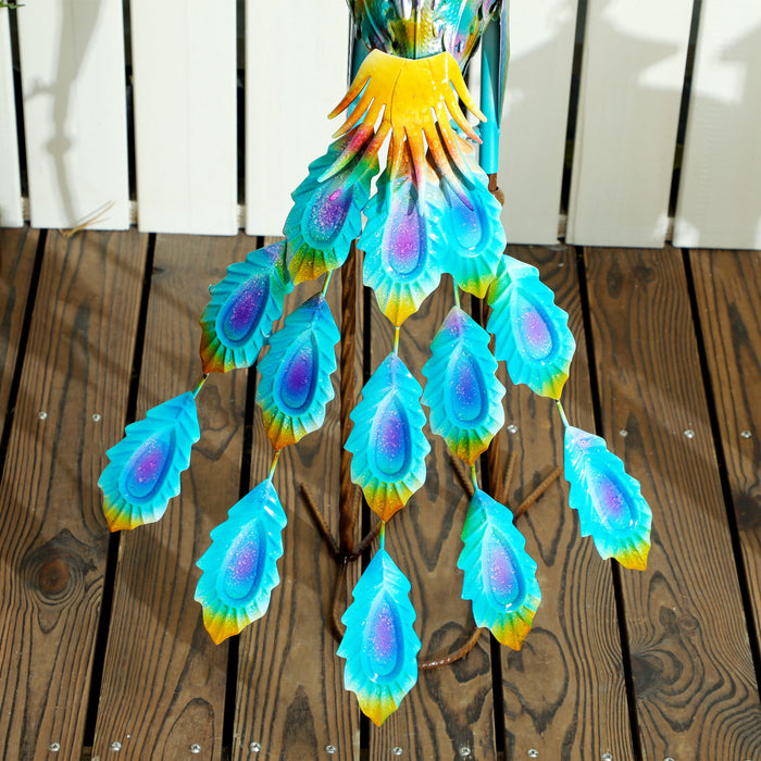 Outsunny Peacock Garden Statue, 32.7\" Standing Steel Lawn Ornament