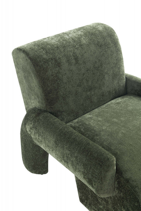 Verandah Mid-Century Modern Chenille Lounge Chair in Olive Green - Set of 2