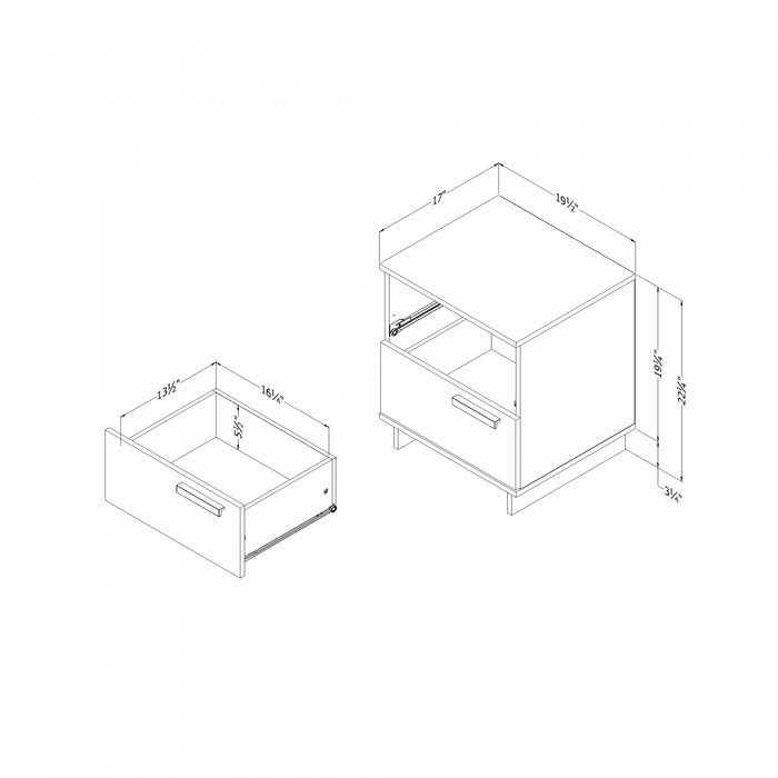 Cavalleri Nightstand with 2 Drawers - Grey Maple