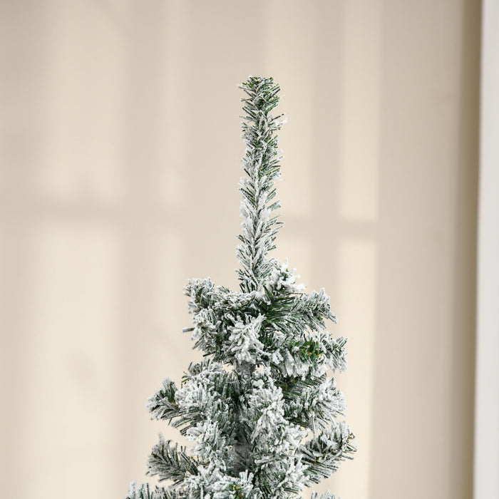Homcom Snow Flocked Pencil Christmas Tree Slim Artificial Christmas Tree