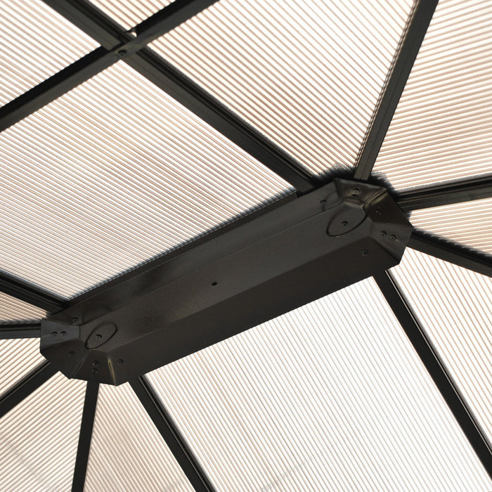 Outsunny 12' X 14' Hardtop Gazebo, Outdoor Gazebo Canopy Sun Shelter Waterproof With Aluminum Frame, Polycarbonate Panels Rooftop, Sidewalls, And Mosquito Netting