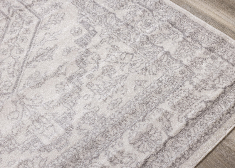 Fallon White Grey Elegant Faded Traditional Rug, 7'10\" x 10'6\" Indoor Area Rug