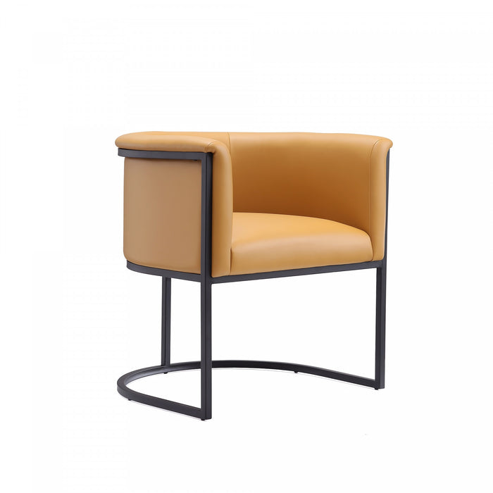 Cosmopolitan Mid-Century Modern Vegan Leather Metal Dining Chair in Camel - Set of 2