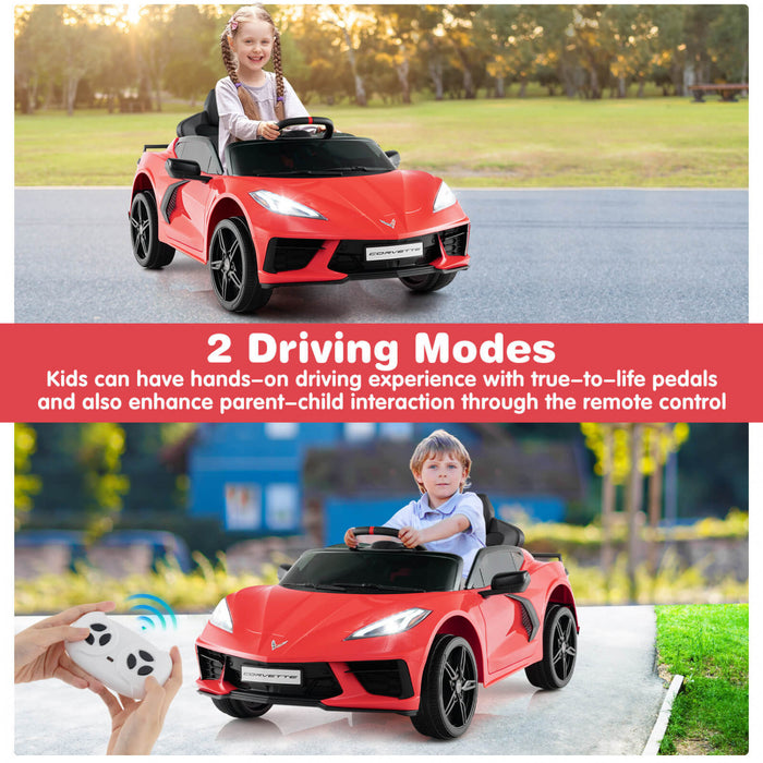 Costway 12v Electric Kids Ride On Car With Remote Control Wireless Connection Lights Red