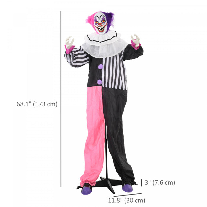 Outsunny 5.7FT Life Size Halloween Decoration, Animated Clown with Motion