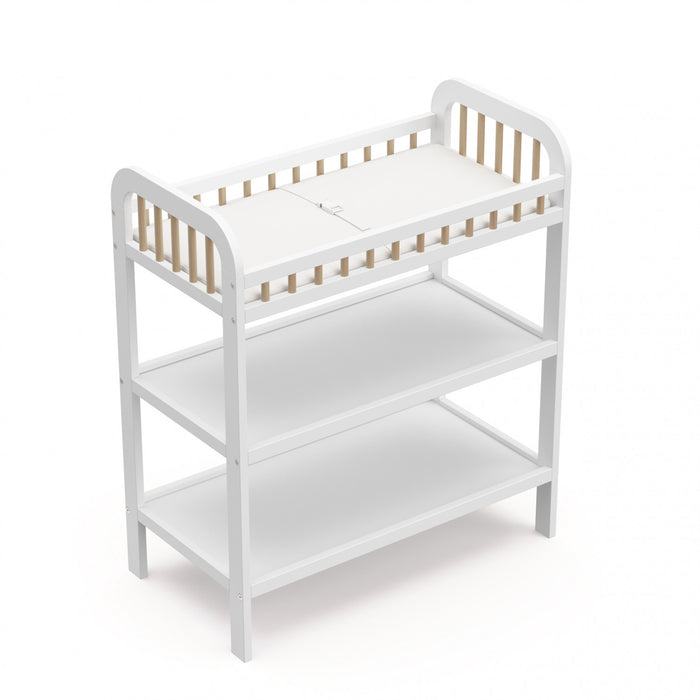 Storkcraft Pasadena Changing Table with Water-Resistant Changing Pad - White/Driftwood