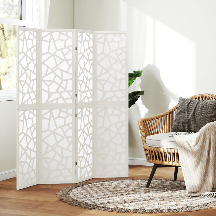 HOMCOM 4 Panel Room Divider, 5.6 FT Lightweight Privacy Screen, White
