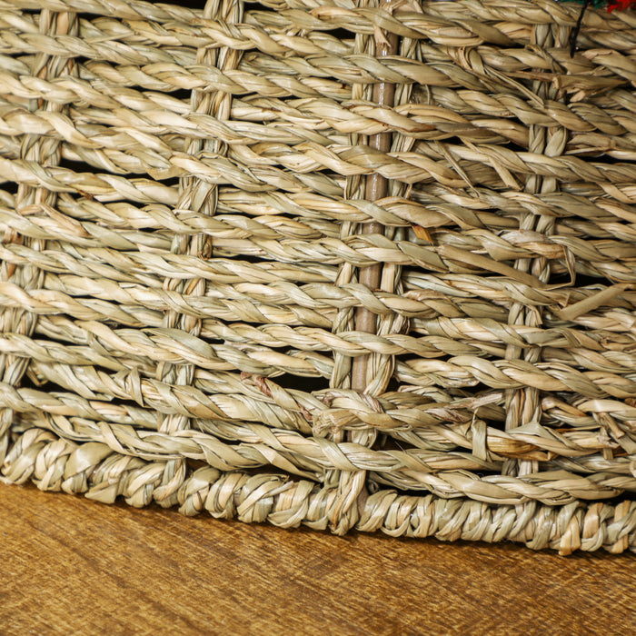 HOMCOM 28 inch Rustic Christmas Tree Collar, Rattan Tree Base Cover Natural