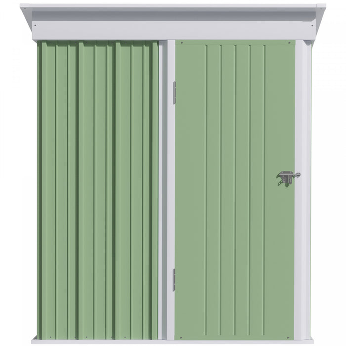 Outsunny 5' X 3' Steel Outdoor Storage Shed, Small Lean-to Garden Shed With Adjustable Shelf, Lock And Gloves For Lawn Mower, Tool, Bike Motorcycle, Patio, Lawn, Green