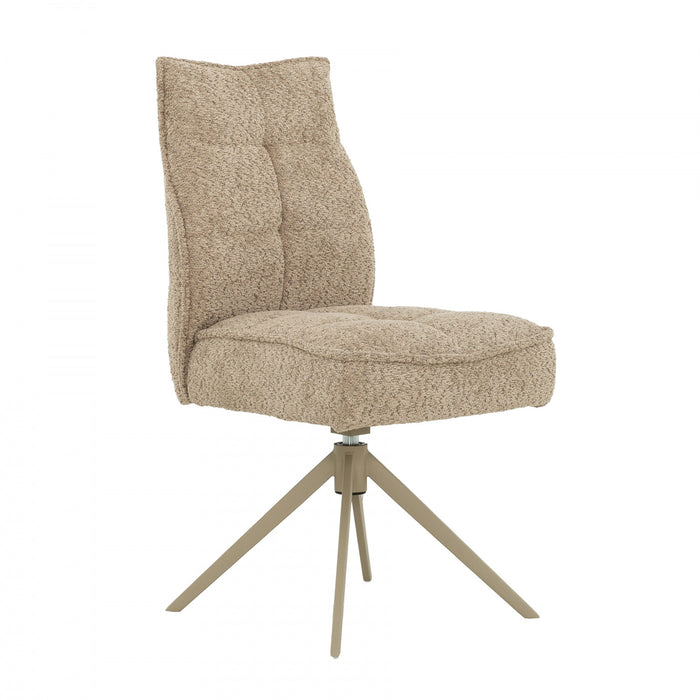Elowen Taupe Upholstered Swivel Dining Chair (Set of 2)