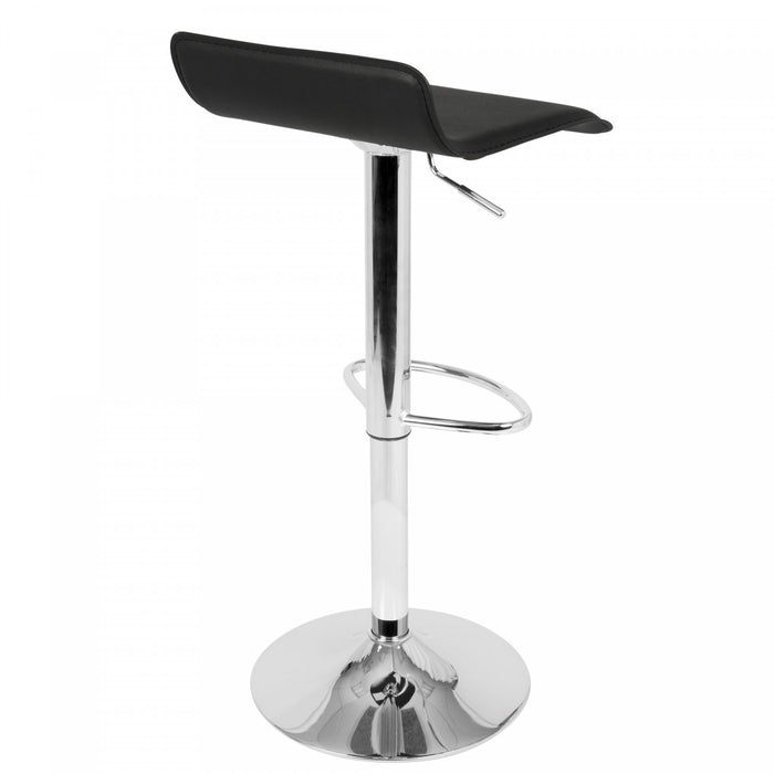 LumiSource Ale Black Fabric Contemporary Adjustable Height Barstool with Swivel - Set of 2