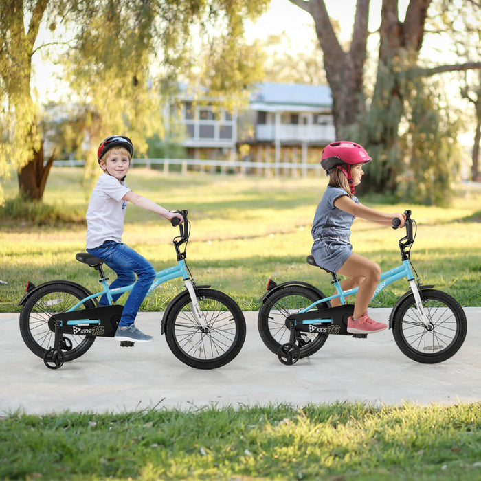 Costway 18\" Kids Bike For 4-8 Years Old Boys & Girls With Adjustable Seat Handbrake Reflectors Blue