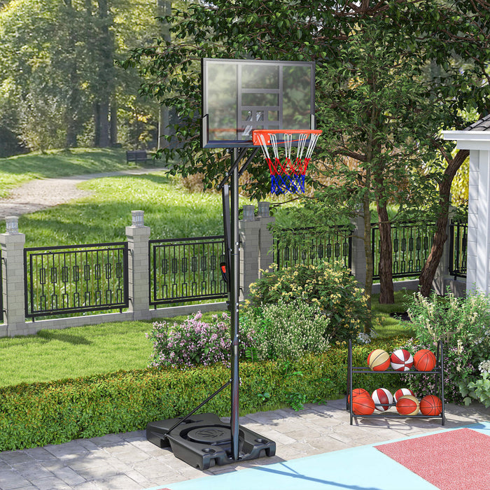 Soozier 4.4-10ft Portable Basketball Hoop with Wheels and 44.5\" Backboard