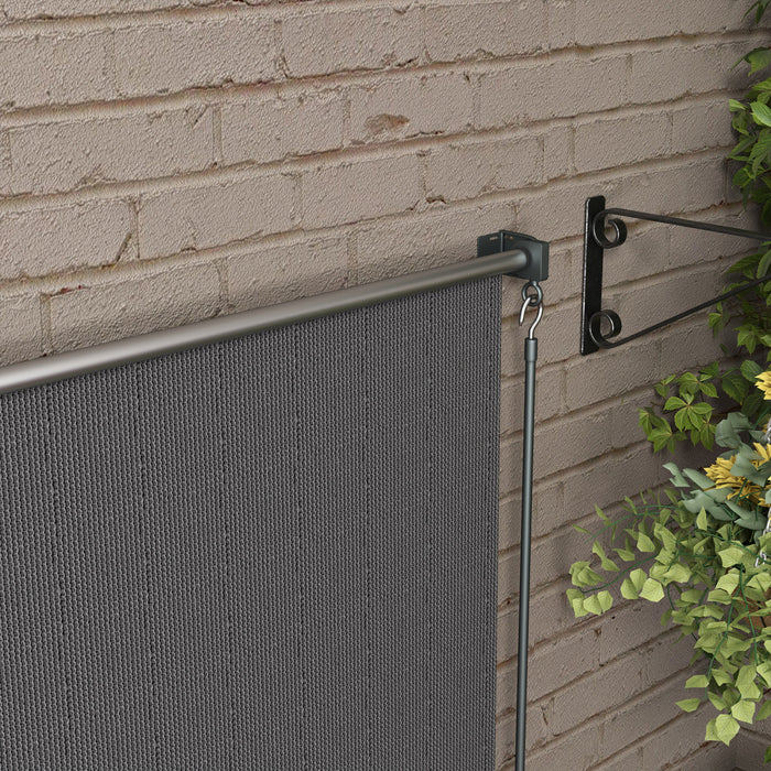 Outsunny Outdoor Roller Shade, 8' X 6' Patio Door Blinds, Dark Grey