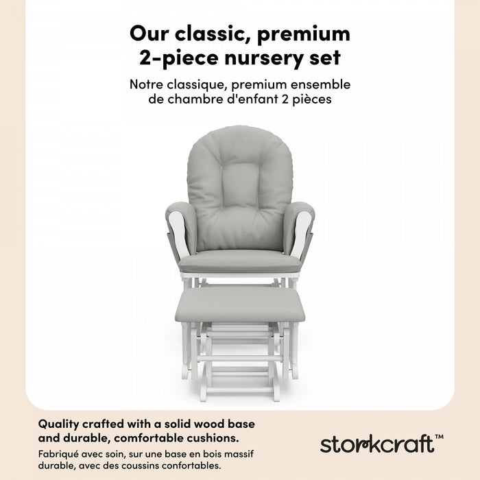 Storkcraft Hoop Glider and Ottoman - White/Light Gray